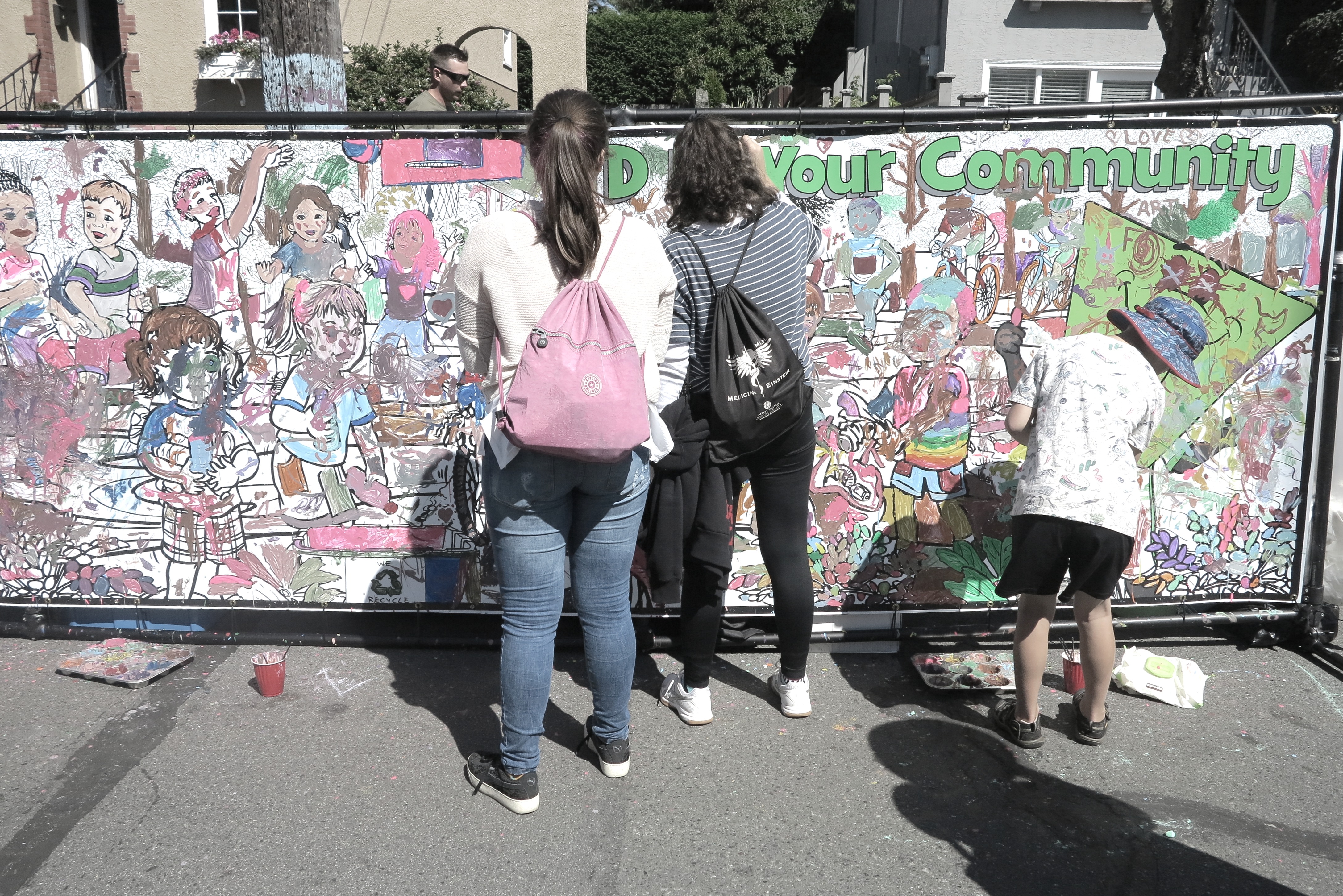Members of the public looking at an art installation